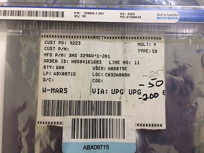 3296W-1-201 BOURNS RES TRIMMER 200 OHM 10% 0.5W 1/2W PC PIN TOP TH 6 PIECES
