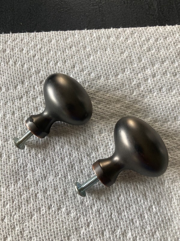 Lot Of 2 Oval Bronze  KNOB drawer pulls cabinet 1.5”