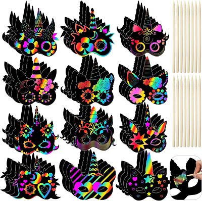 48 Pcs Unicorn Scratch Cards for Kids Rainbow Spring Crafts 