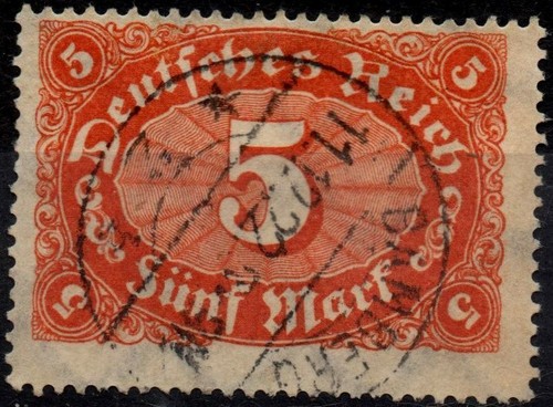 GERMANY 1922 - Used 5 Mk Watermark (WM2) Waffles #DR2