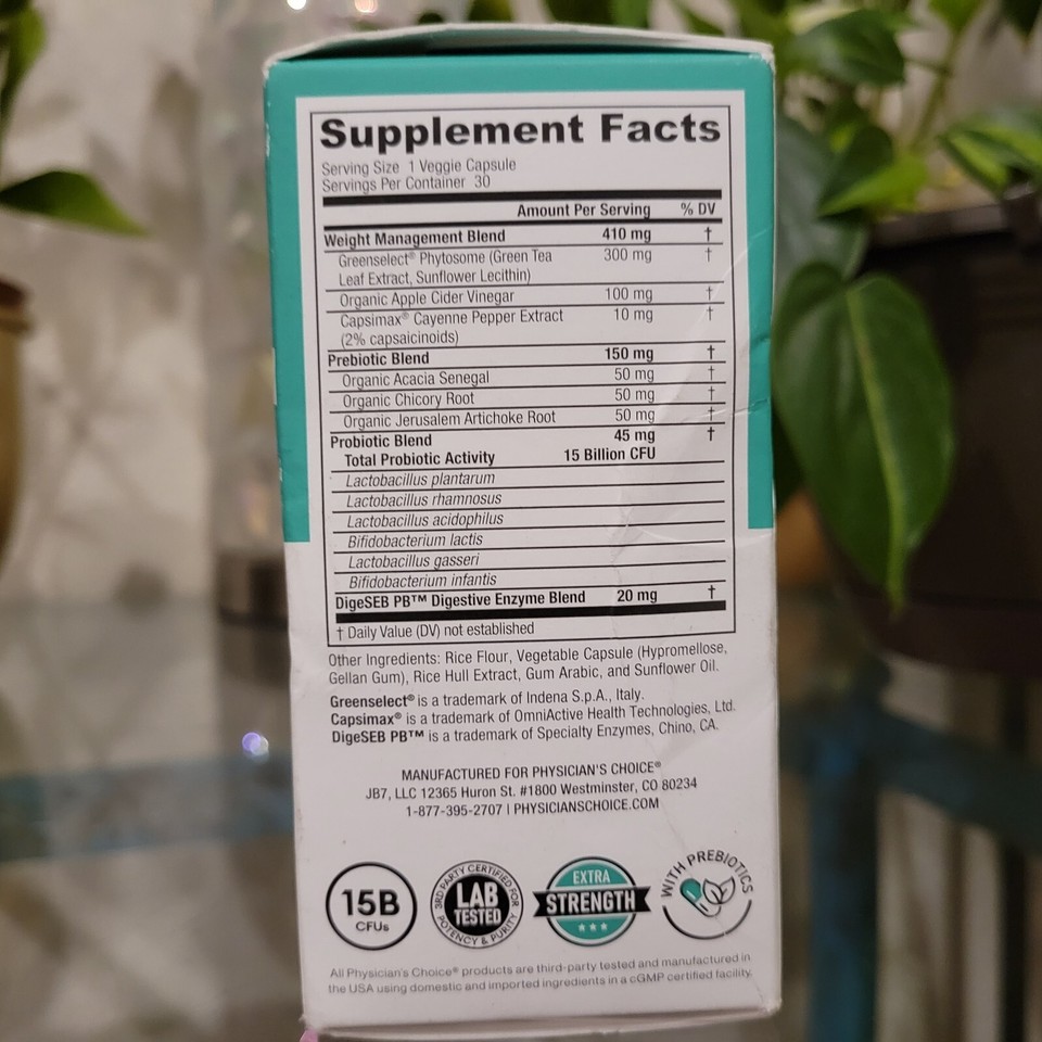 Physician's Choice Thin 30 Probiotic 30 Capsules 15 Billion CFUs Daily