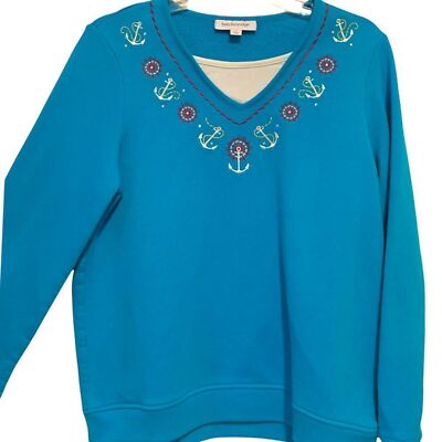 Breckenridge Anchor, Ship Wheel Blue Pullover Sweatshirt L (A-087)