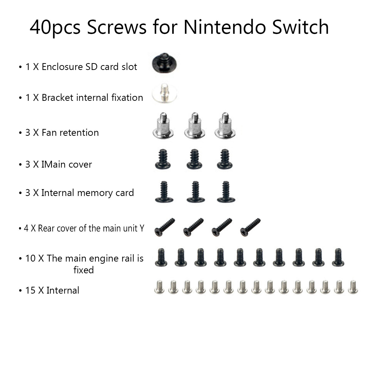 New 40pcs Full Set Repair Replacement Screw Screws for Nintendo Switch