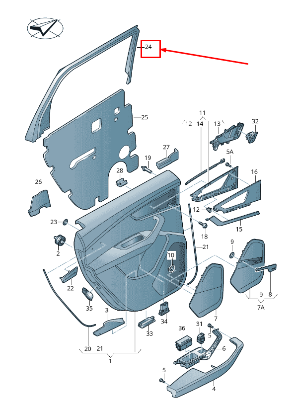 Cadre de vitre arrière droite pour Audi Q7 4M 4M0867604C4PK