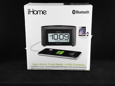 iHome iBT230 Bluetooth Alarm Clock Radio w/ Speakerphone USB Charging *TESTED*