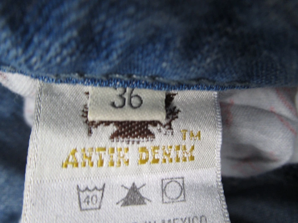 Antik Denim Jeans Mens 36 Blue Straight Distressed Button Fly Flap Pocket 36x33 - Image 3 of 4