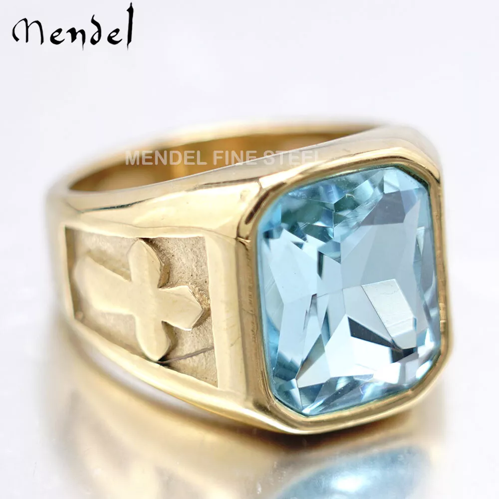 Mens gold aquamarine ring deals