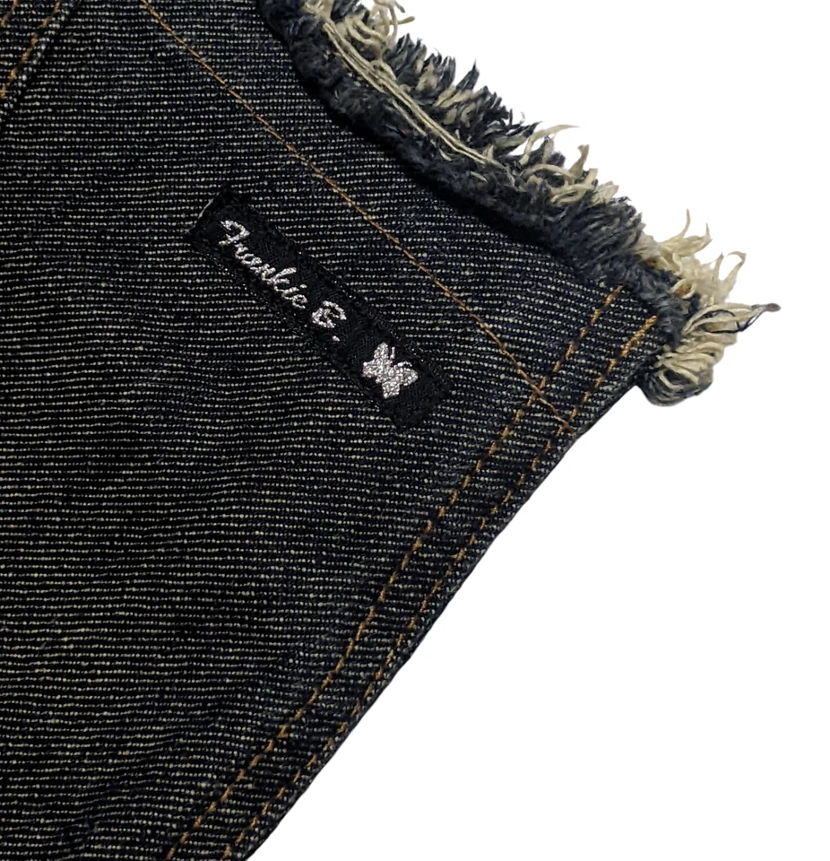 Vintage 90s Y2K Frankie B Denim Jean Maxi Skirt Size 2 (28x36) Frayed Waist Slit - Image 4 of 4