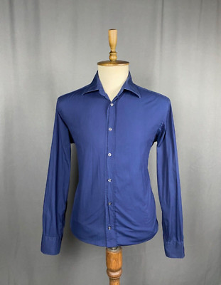 Versace Collection Herren Langarmhemd Blau Größe 41/16
