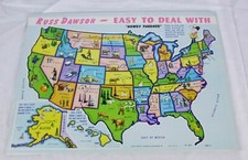 Vtg Russ Dawson Ford Dealer USA Map Frame Puzzle Promotional Detroit COMPLETE