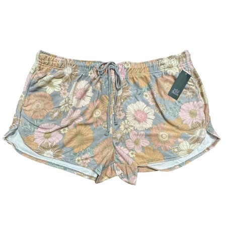 Womens Plus Size High-Rise Towel Terry Dolphin Shorts, Wild Fable Gray Floral 2X - Bild 1 von 2