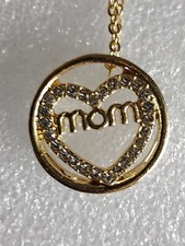 Creative Mom Circular Gold Tone Pendant Necklace Commemorative Mothers Day Gift