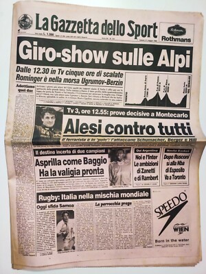 Gazzetta Dello Sport - 13 Giugno 1995 - Cragnotti, Lazio, Alesi, Ferrari, Casiraghi