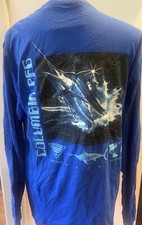 NWT Men's Columbia PFG Long Sleeve Fishing Shirt Blue Marlin Size Medium - Fs4
