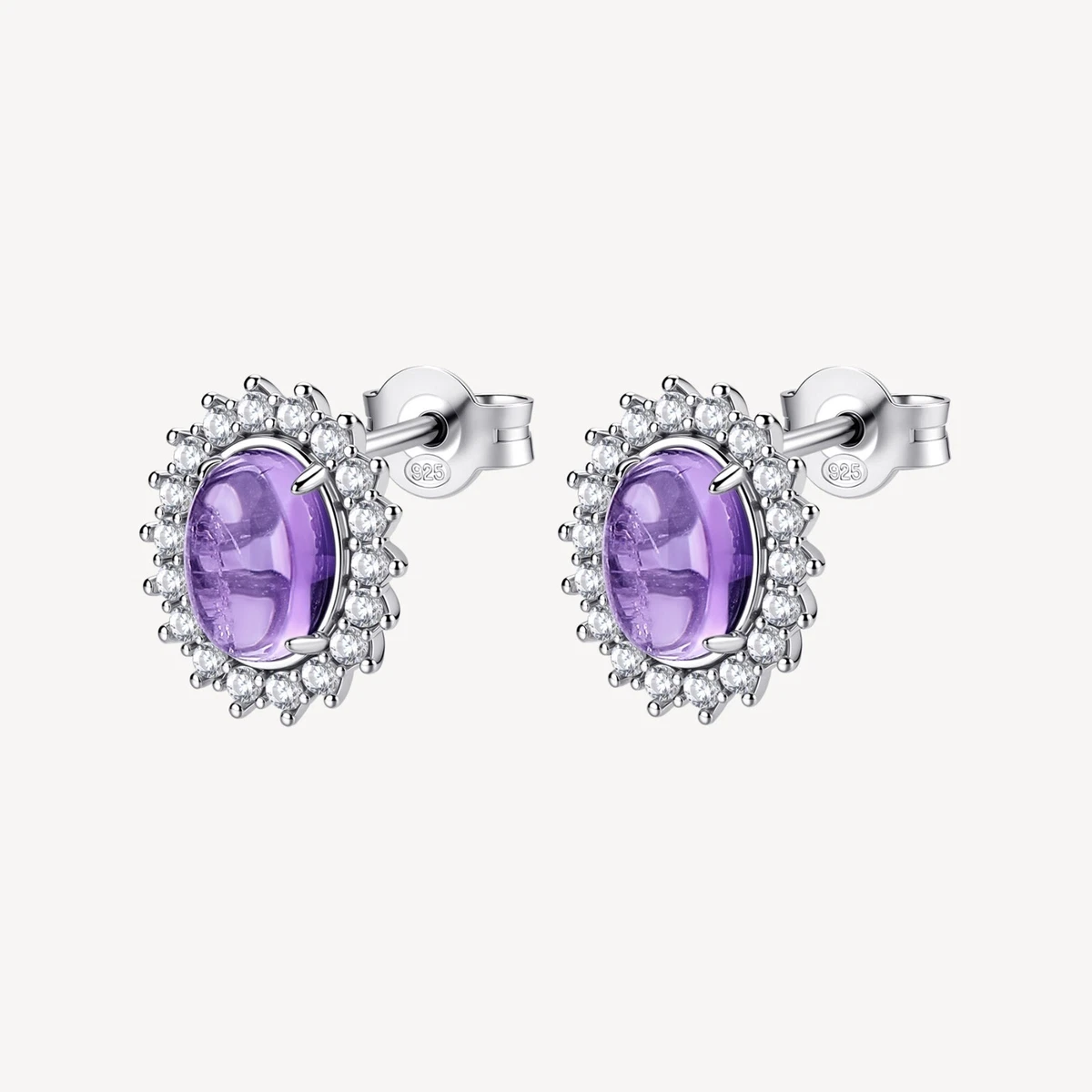 Orecchini pendenti con zirconi viola geometrici con texture