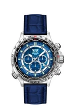 Chronograph Cavadini Watch Rotatable Gmt-Innenring Blue CV-1606 Stainless Steel