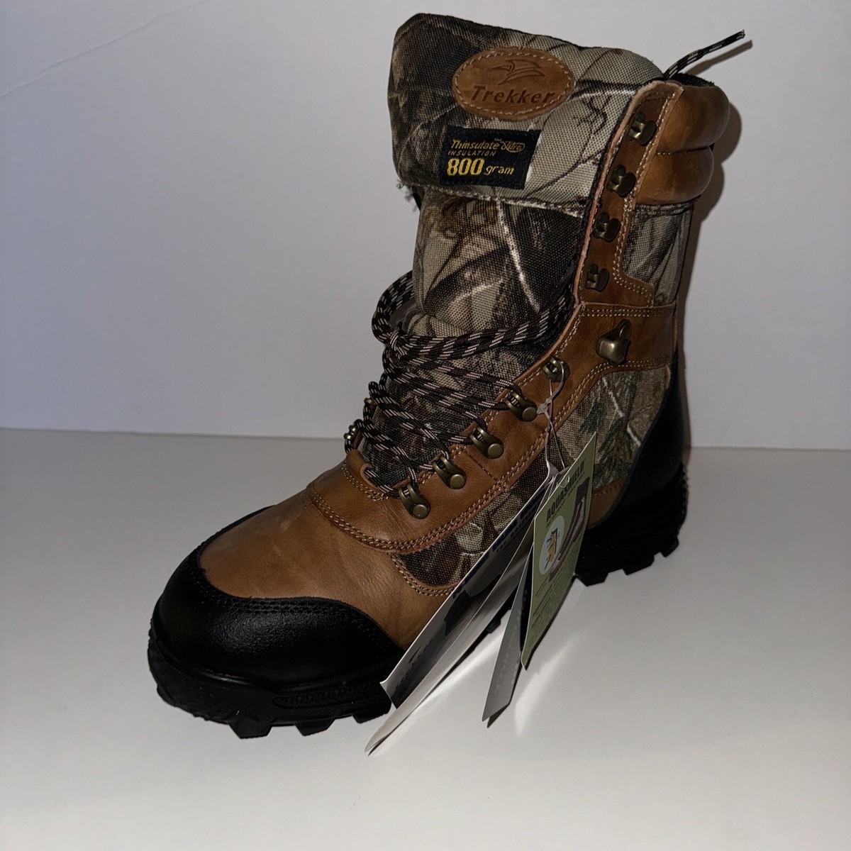 Trekker Men’s Insulated Boots - Size 9 Trekker Aquashield 800 Gram Insulated Leather Camo Hunting  main image 2