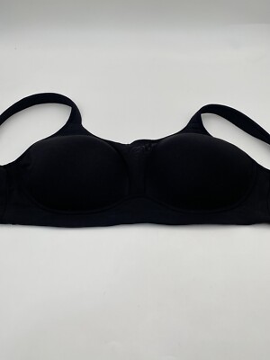 Lucy Size 38 D Black Full Figure J-Hook Lined Running Sports Wireless Bra