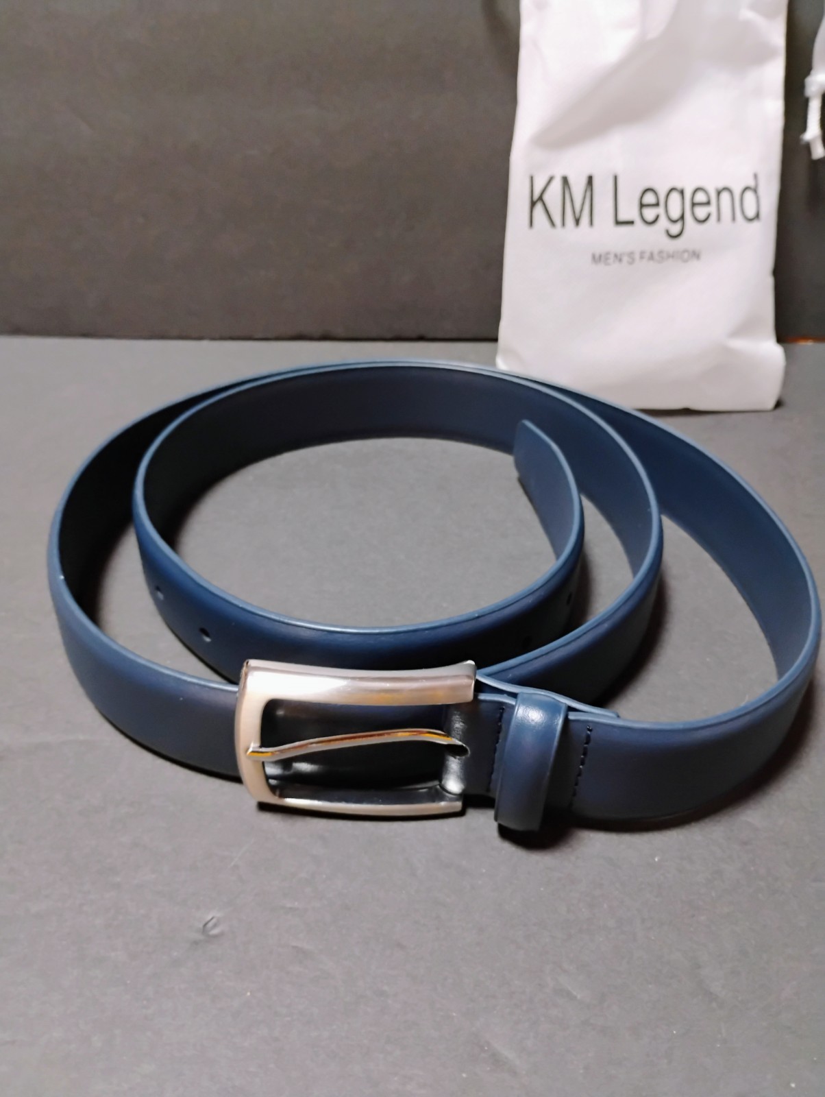 KM Legend Men's Genuine Leather Dress Belt NL-Blue 48 Brand New