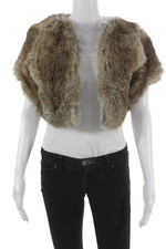 BCBGMAXAZRIA Women Brown Fur Animal Print Bas...