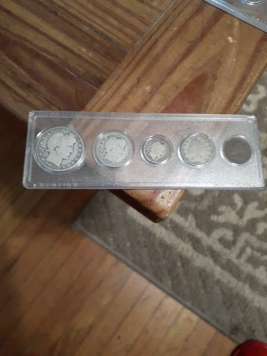 1912-O Barber Type Set With 1894-O Quarter 1912-D Dime 1911 V-Nickel 1891 Indian