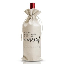 DOI-LANEE Wedding Wine Gift Bag Married 1 count (Pack of 1), Off-White01