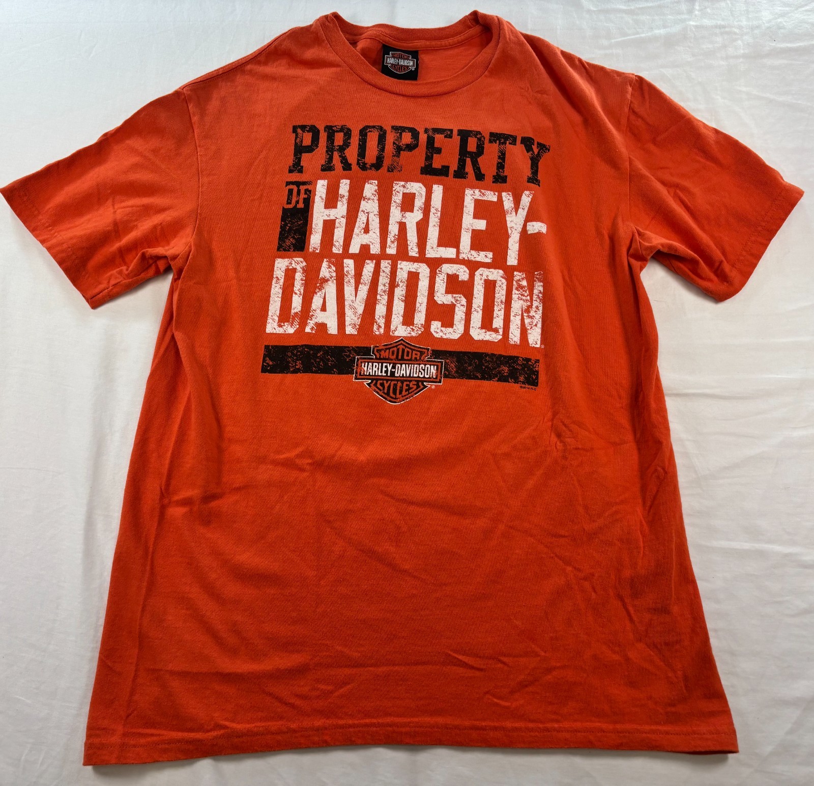 Harley Davidson Graphic T Shirt Mens Size Large Atlanta, Ga Double Sided Orange