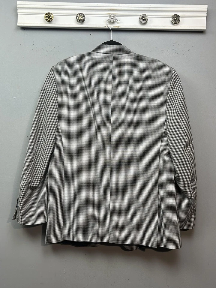 Vince Camuto Sport Coat Mens 40R Black White Houndstooth Wool Blend Modern Fit - Image 2 of 4