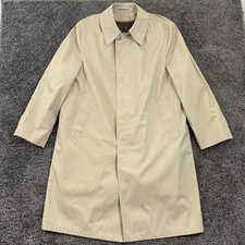 Whaling Mfg Co Trench Coat Button Mens 40 Regular Tan faux Fur Lined Pockets