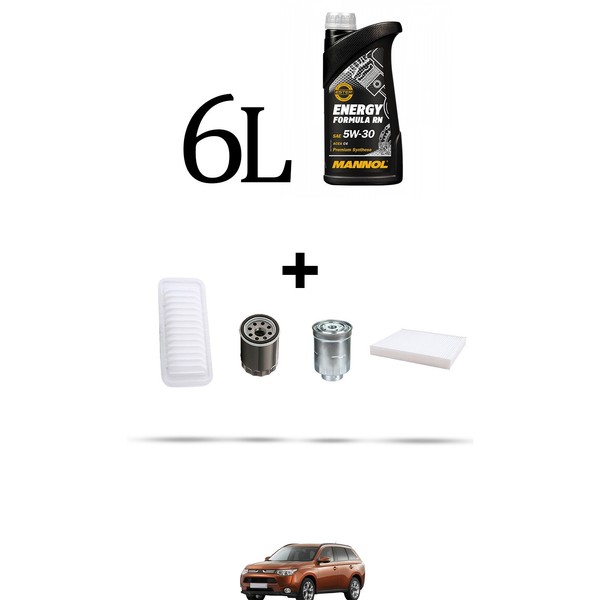 Hoffcar Wartungskit 4 Filter Und 6L ÖL FüR Mitsubishi Outlander III 2.2 Di-D 1-image