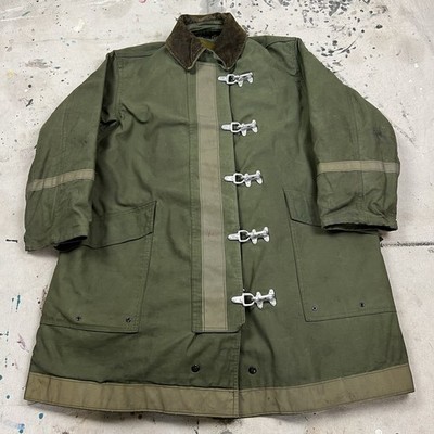 Vintage Military Firemans Coat Turnout Bunker Jacket Mens XL OG107