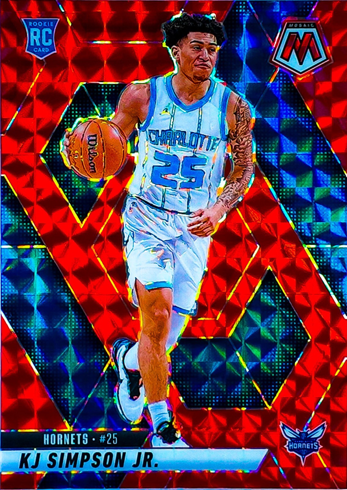 2024-25 Panini Mosaic Rookies KJ Simpson Jr. #239 RC Red Mosaic Prizm Refractor