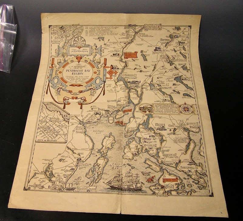 Vintage Original Philips Map of Penobscot Bay , Maine RARE