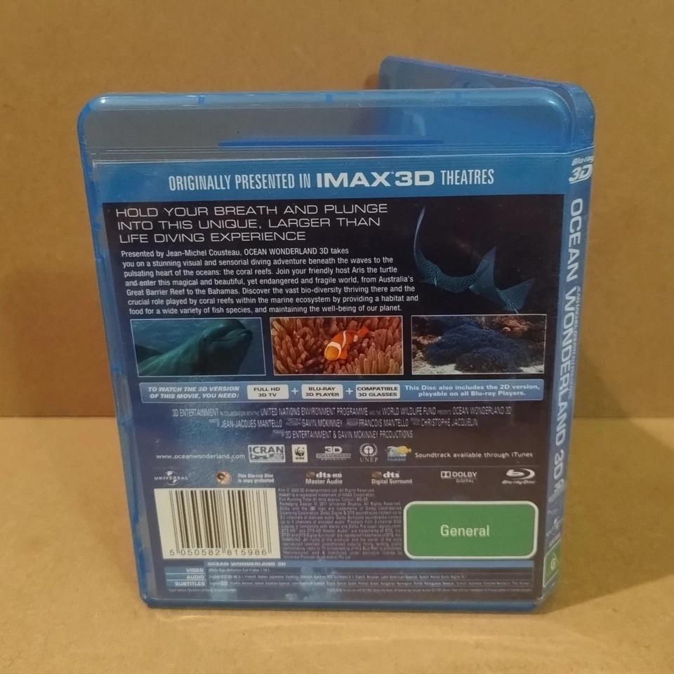 Ocean Wonderland 3D and 2D Blu-ray Disc 2003 Disc in Good Condition  - image 2 of 3