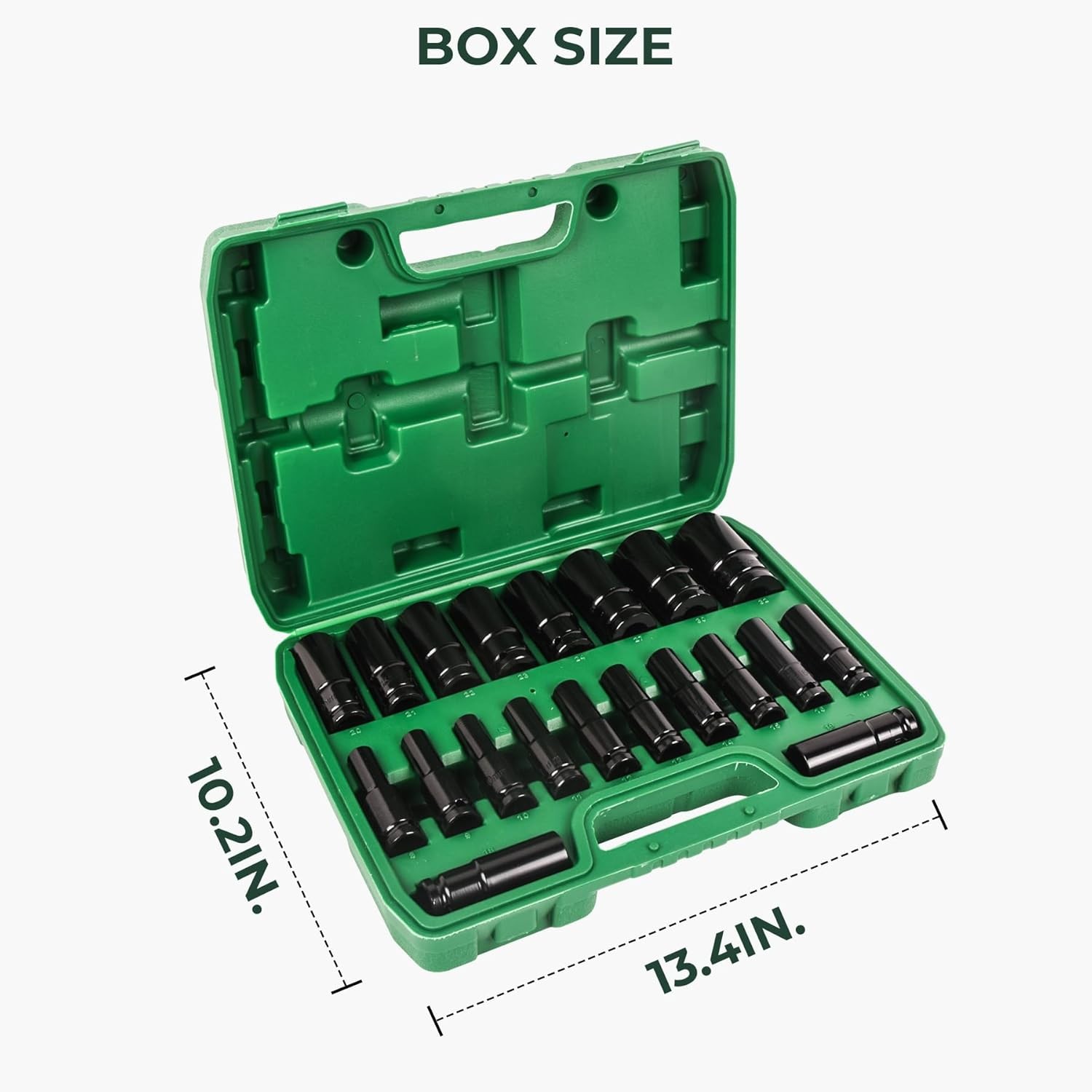 1/2" Drive Impact Socket Set, 20pcs and Tool One Size, Black 