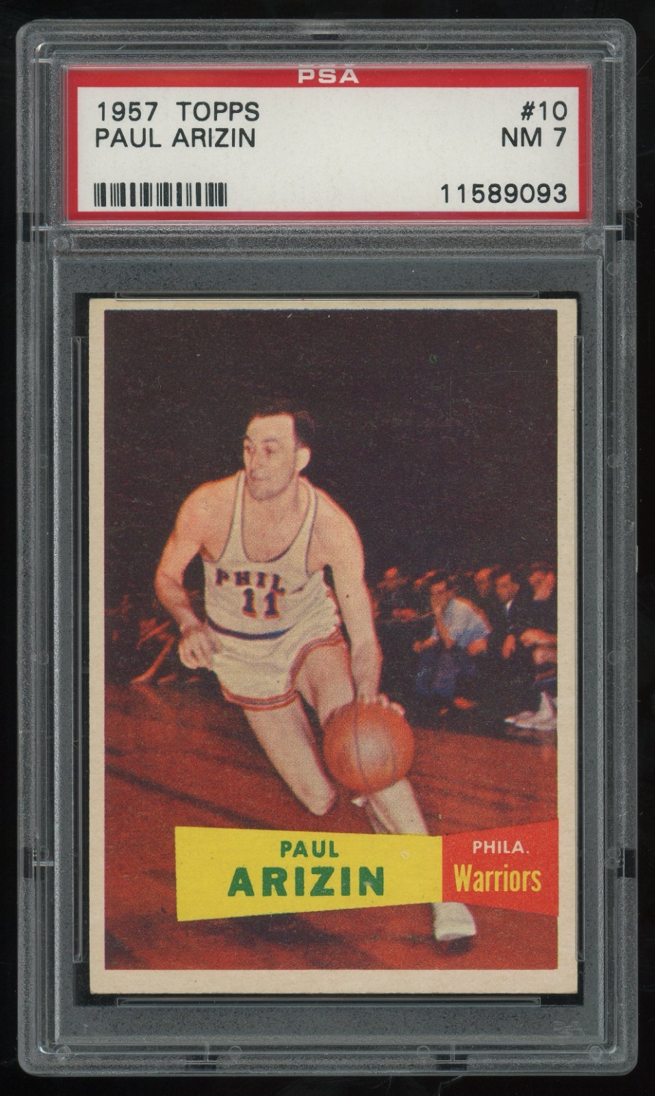 1957-58 Topps Paul Arizin Rookie #10 PSA 7 - Philadelphia Warriors - HOF RC