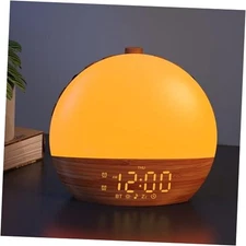 Sunrise Alarm Clock with Sound Machine - Wake Up Light, Wood Grain, Bluetooth, 