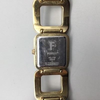 Fossil ES-1706 Womens Watch 26mm Silver Gold Two Tone Square  display picture 2