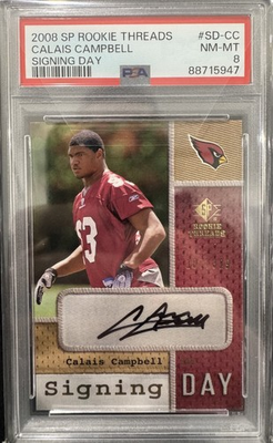 #ad 2008 SP Rookie Threads Signing Day 187 329 Calais Campbell #SD CC PSA 8 $59.99