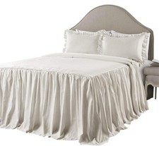 Lush Decor Ticking Stripe Bedspread King Size 3 Piece Set Wheat - Ruffle Bedd...