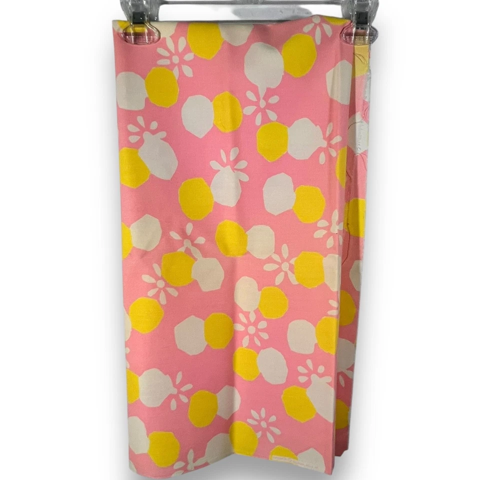 Klopman Mills Fabric 1970s Mod Floral Pink Yellow Cotton 45in x 1.27 Yards VTG - Image 4 of 4