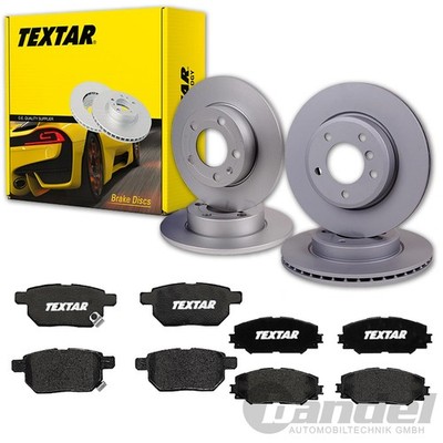 TEXTAR BREMSSCHEIBEN + BELÄGE VORNE + HINTEN passend für TOYOTA COROLLA + AURIS