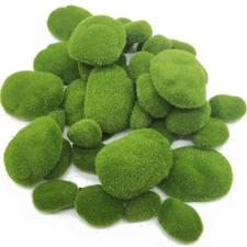 40PCS Artificial Moss Rocks - Green Decorative Stones for Floral Arrangements, F