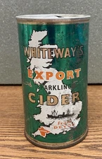 RARE Whiteway's Export Sparkling Cider from Devon England - Steel 11 oz Beer Can