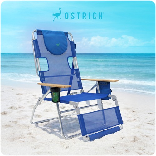 Ostrich The Altitude 3N1 Outdoor-Strandsessel mit hoher Rückenlehne und Fußstütze, blau - Bild 8 von 8