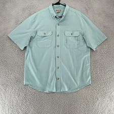 Duluth Trading Co Shirt Mens Large Blue Breezeshooter Button Up Utility Fishing