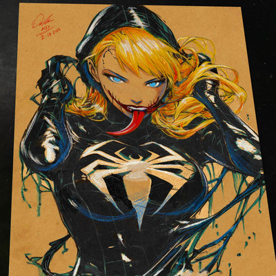 Gwen Stacy x Venom Art Print Signed 8.5x11 | Art by Keyeske