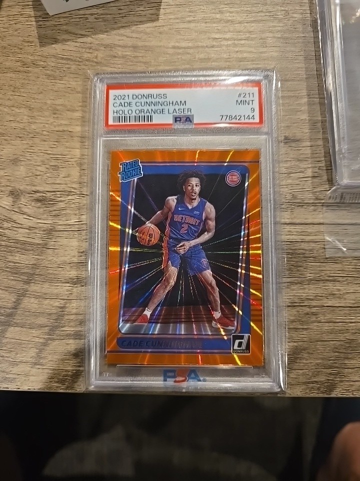 2021 Panini Donruss Rated Rookie Cade Cunningham #211 Holo Orange Laser PSA 9