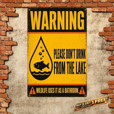 Funny Caution Do Not Fish Metal Tin Sign Retro Pond Yard Wall Plaque