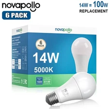 6 PACK Super Bright LED Light Bulb 14W 1500 Lumen 100W Equivalent 5000K Daylight